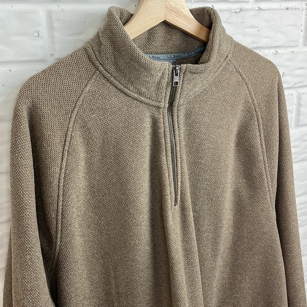 L.L. BEAN QUARTER ZIP PULLOVER TAN FLEECE LONG SLEEVE VERY WARM SZ XXL - Picture 3 of 14